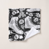 Classic Roller Schaatsen Kunst, zwart en wit Bad Handdoek (Wasdoekje)
