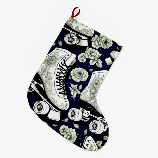 Classic Roller Schaatsen, zwart wit Grote Kerstsok (Voorkant (Hangend))
