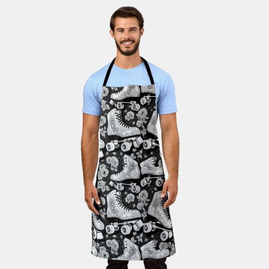 Classic Roller Schaatsen, zwart wit Schort (Gedragen)