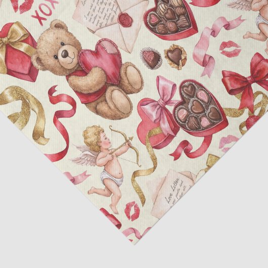 Classic Romance: Vintage Teddy Bear Tissuepapier (Detail)