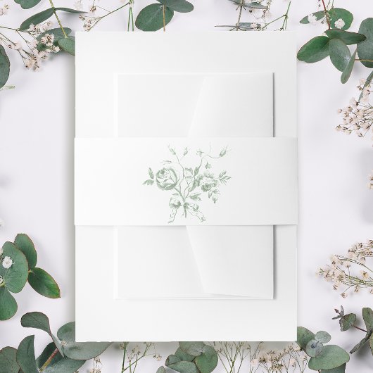 Classic Romantic Sage Rose Uitnodigingen Wikkel