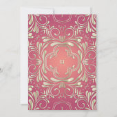 Classic Romantisch Goud Roze  Border Bruiloft Kaart (Achterkant)
