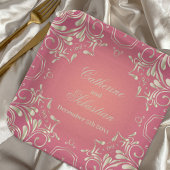 Classic Romantisch Goud Roze  Border Bruiloft Papieren Bordje