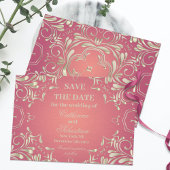 Classic Romantisch Goud Roze Border Bruiloft Save The Date