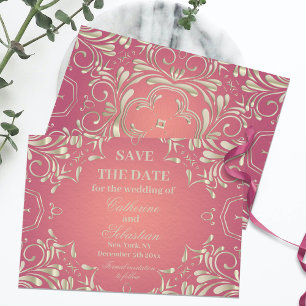 Classic Romantisch Goud Roze  Border Bruiloft Save The Date