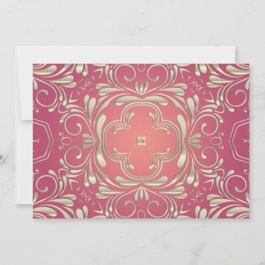 Classic Romantisch Goud Roze Border Bruiloft Save The Date (Achterkant)