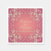 Classic Romantisch Goud Roze  Border Bruiloft Servet (Voorkant)