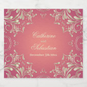 Classic Romantisch Goud Roze Border Bruiloft Sparkling Wijnetiket (Enkel label)
