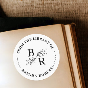 Classic Ronde Botanische Initialen Bibliotheek Boe Ronde Sticker