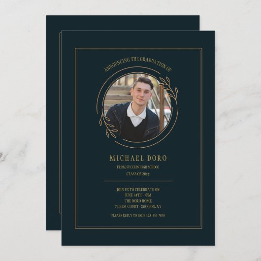 Classic Ronde Foto Afstuderen Kaart (Voorkant / Achterkant)