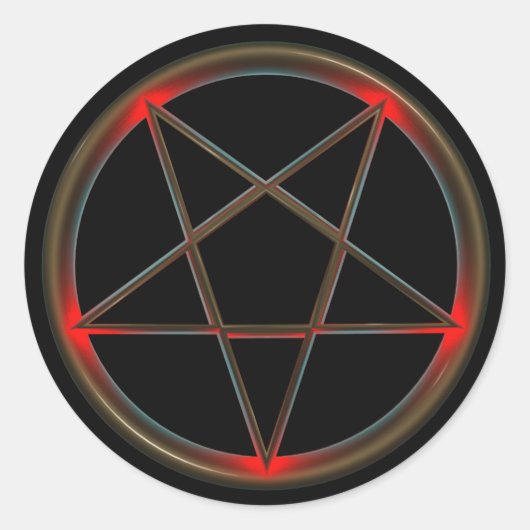 Classic ronde Pentagram Sticker, glanzend Ronde Sticker (Voorkant)