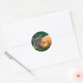Classic Ronde Sticker, Glanzende Schattigee kat en Ronde Sticker (Envelop)
