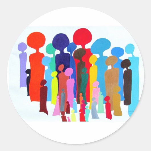 Classic Ronde Sticker met kleurrijke mensen (Voorkant)