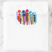 Classic Ronde Sticker met kleurrijke mensen (Tas)