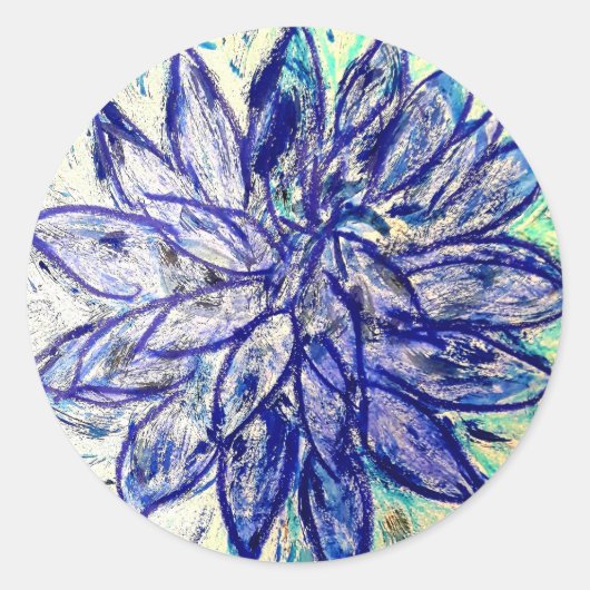 Classic Ronde Sticker Rare Blue Dahlia (Voorkant)