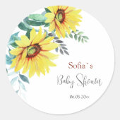 Classic Ronde Sticker voor baby shower. (Voorkant)