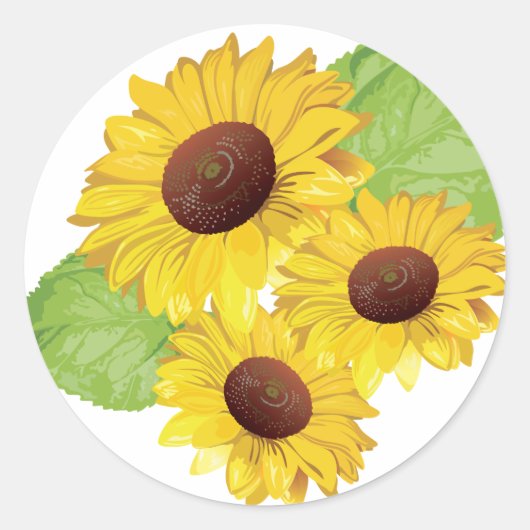 Classic ronde sticker zonnebloem motief (Voorkant)