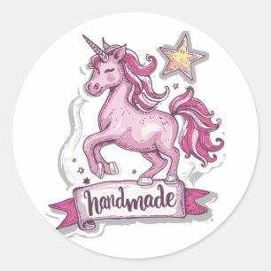 Classic Ronde Stickers Eenhoorn en de inscriptie