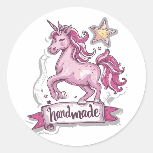 Classic Ronde Stickers Eenhoorn en de inscriptie (Voorkant)