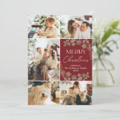 Classic Rood 5 Foto Kerstmis Groeten Kaart (Staand voorkant)