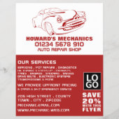 Classic Rood, Auto Mechanic & Reparaties Advertere Flyer (Voorkant)