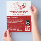 Classic Rood, Auto Mechanic & Reparaties Advertere Flyer (Hand)