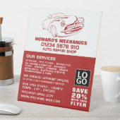 Classic Rood, Auto Mechanic & Reparaties Advertere Reclamebord Met Voetstuk (Insitu)