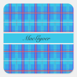 Classic Rood en Blauw Schots Tartan, op maat Vierkante Sticker
