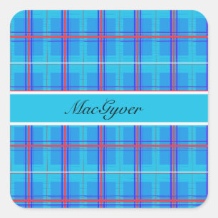 Classic Rood en Blauw Schots Tartan, op maat Vierkante Sticker