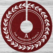 Classic Rood en Wit Laurel Familie Initiaal Kerstboom Rok