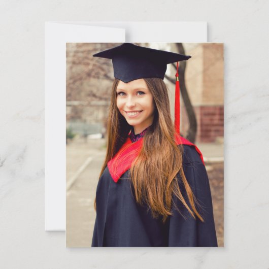 Classic Rood Goud Afstuderen Foto Bedankkaart (Achterkant)