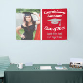 Classic Rood Grijs Custom Photo Afstuderen Banner (Beurs)