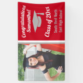 Classic Rood Grijs Custom Photo Afstuderen Banner (Verticaal)