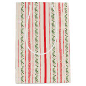 Classic Rood & Groen  Cottage Stripe Bloemen Medium Cadeauzakje (Voorkant)