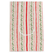 Classic Rood & Groen  Cottage Stripe Bloemen Medium Cadeauzakje (Achterkant)