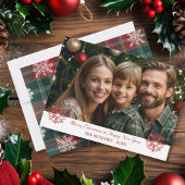  Classic Rood & Groen Kerstplaid Feestdagenkaart