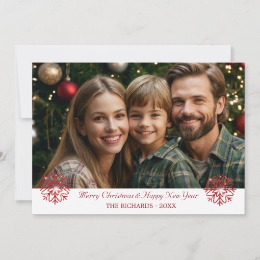  Classic Rood & Groen Kerstplaid Feestdagenkaart (Voorkant)