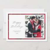 Classic  Rood Plaid Foto Lijst Vakantie Kaart (Voorkant)