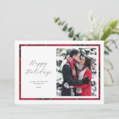Classic  Rood Plaid Foto Lijst Vakantie Kaart (Staand voorkant)