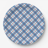 Classic Rood Wit Blauw Plaid 4th Juli Bord (Voorkant)