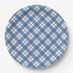 Classic Rood Wit Blauw Plaid 4th Juli Bord
