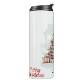 Classic Rood Wit Waterverf Kerstboom Thermosbeker (Gedraaid links)