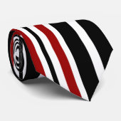 Classic Rood Zwart Patroon Stripes Stropdas (Opgerold)