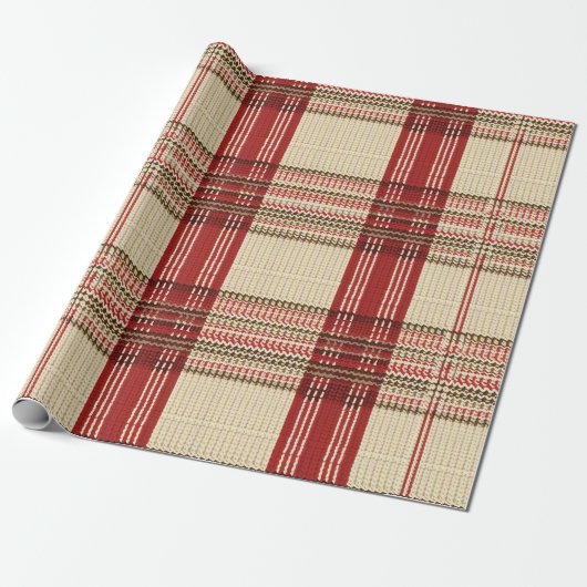 Classic Rood & Zwart Tartan Plaid - Rustiek Geweve Cadeaupapier (Uitgerold)