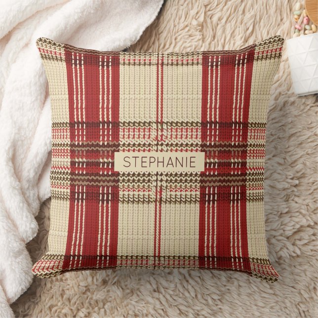 Classic Rood & Zwart Tartan Plaid - Rustiek Geweve Kussen (Deken)