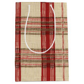 Classic Rood & Zwart Tartan Plaid - Rustiek Geweve Medium Cadeauzakje (Voorkant)