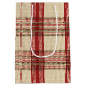Classic Rood & Zwart Tartan Plaid - Rustiek Geweve Medium Cadeauzakje (Achterkant)