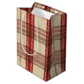 Classic Rood & Zwart Tartan Plaid - Rustiek Geweve Medium Cadeauzakje (Achterkant Gekanteld)