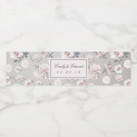 Classic  Roos bruiloft Waterfles Etiket (Enkel label)