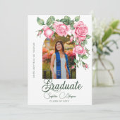 Classic Roos Flower Garden Foto Afstuderen Kaart (Staand voorkant)